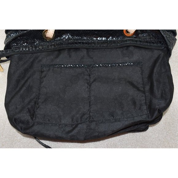 Michael Kors Womens Phyton Black Glossy Leather Patent Snakeskin Shoulder Bag - Picture 9 of 16